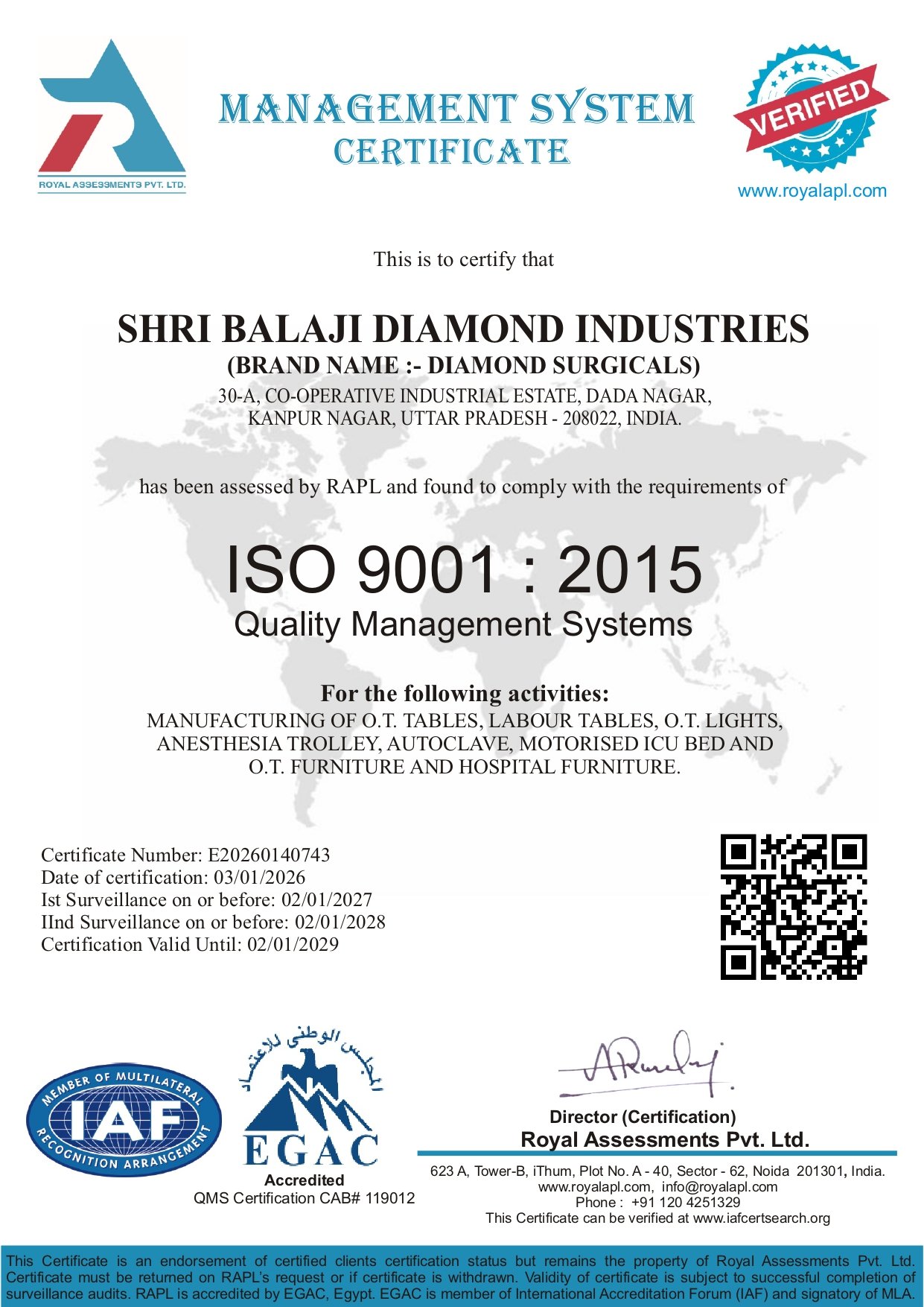 ISO 9001:2015 Certificate